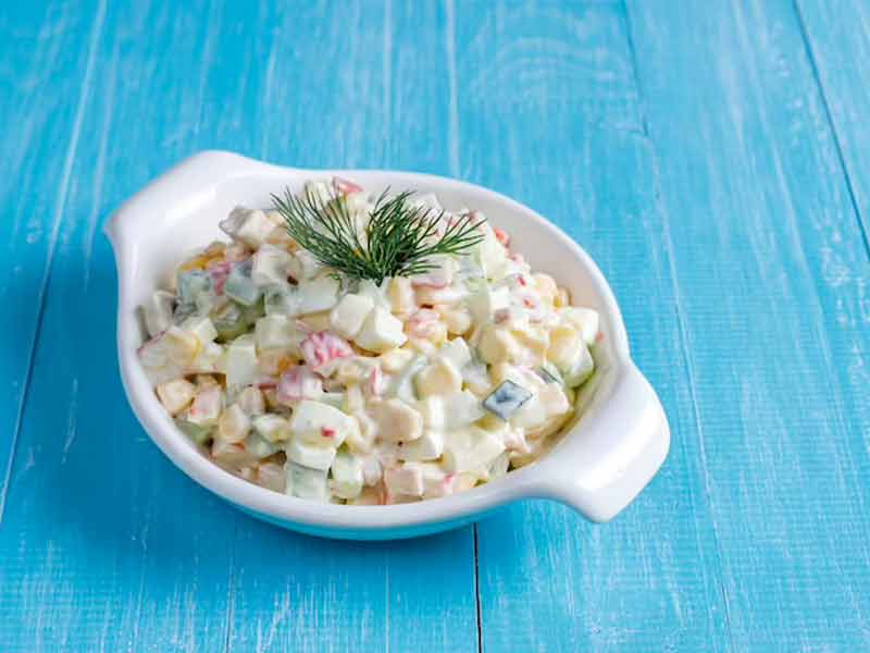 The traditional recipe for American Ambrosia Salad includes fresh fruits
