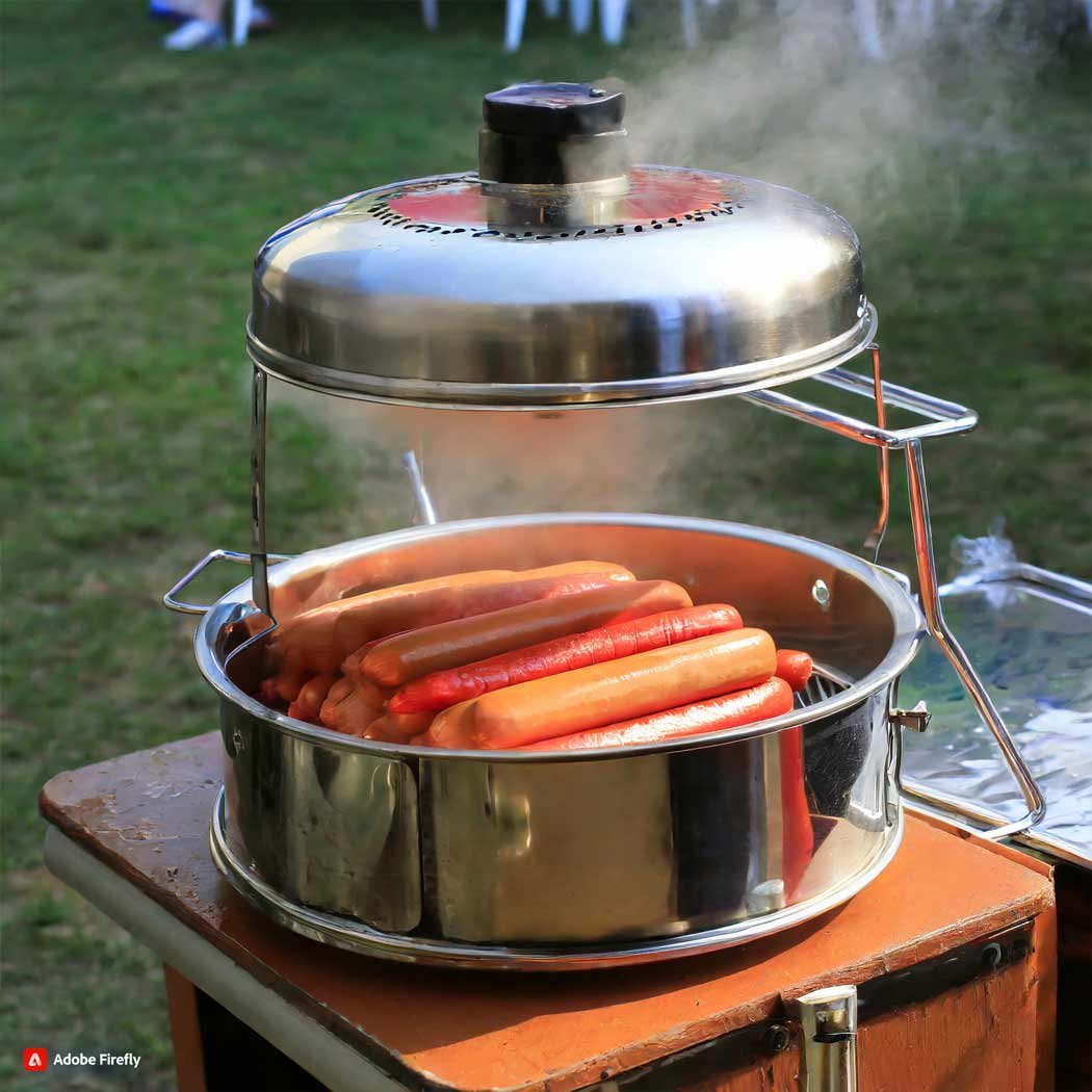 Hot dog cooking with a Hot Dog Cooker