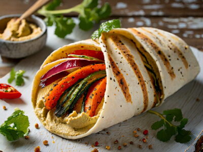A Flavorful Twist on a Classic: Roasted Vegetable Hummus Wrap