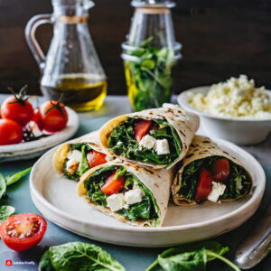 Firefly Spinach and Feta Wrap Recipe Delicious and Nutritious • 4 whole grain tortillas • 2 cups fr resize