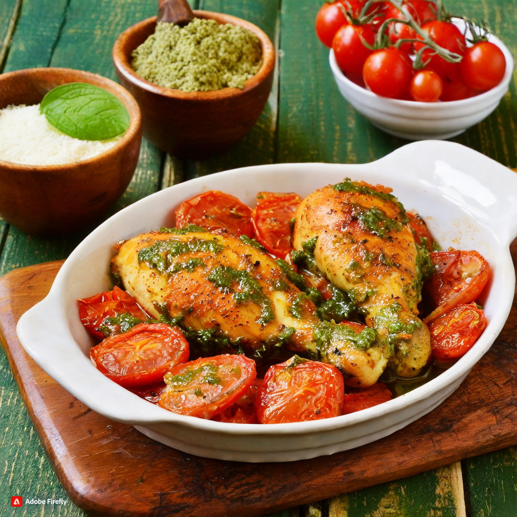 Impress Your Guests with This Simple yet Flavorful Pesto Chicken with Roasted Tomatoes