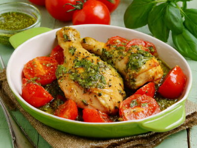 Deliciously Easy: Pesto Chicken with Roasted Tomatoes Recipe