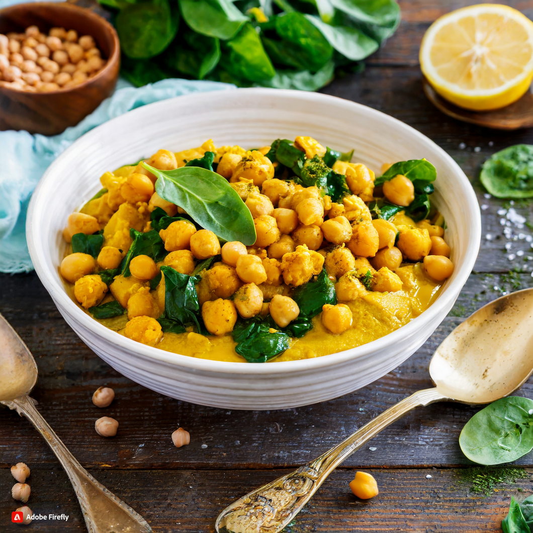 Satisfy Your Cravings with This Flavorful Vegan Coconut Curry Chickpea Spinach Dish